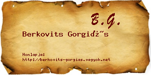 Berkovits Gorgiás névjegykártya